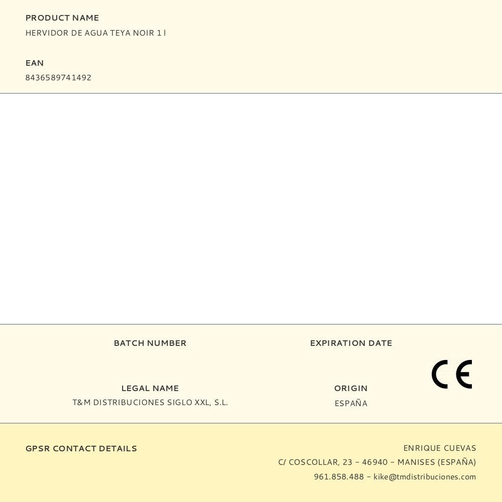 HERVIDOR DE AGUA TEYA NOIR 1 l gallery 2