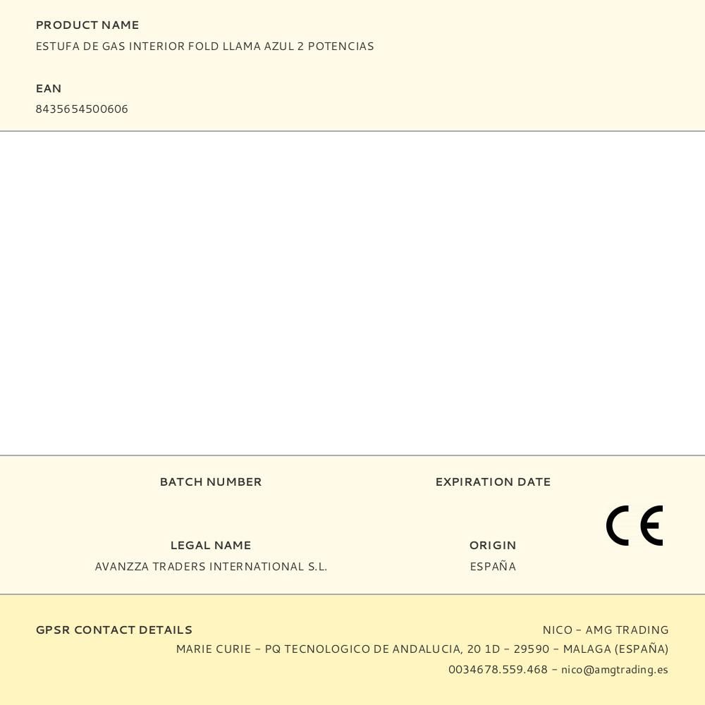 ESTUFA DE GAS INTERIOR FOLD LLAMA AZUL 2 POTENCIAS gallery 0