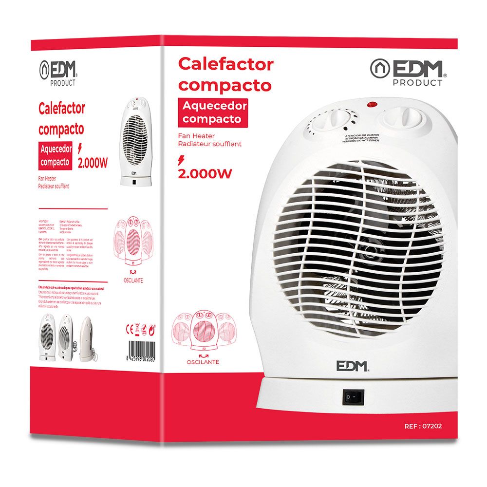 CALEFACTOR COMPACTO OSCILANTE 1000 - 2000 W BLANCO gallery 0