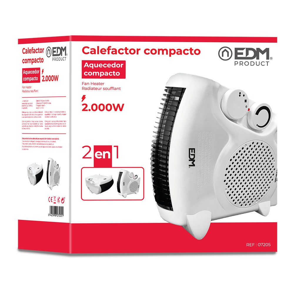 CALEFACTOR COMPACTO 2 EN 1 VERTICAL/HORIZONTAL 1.000 - 2.000 W BLANCO gallery 1