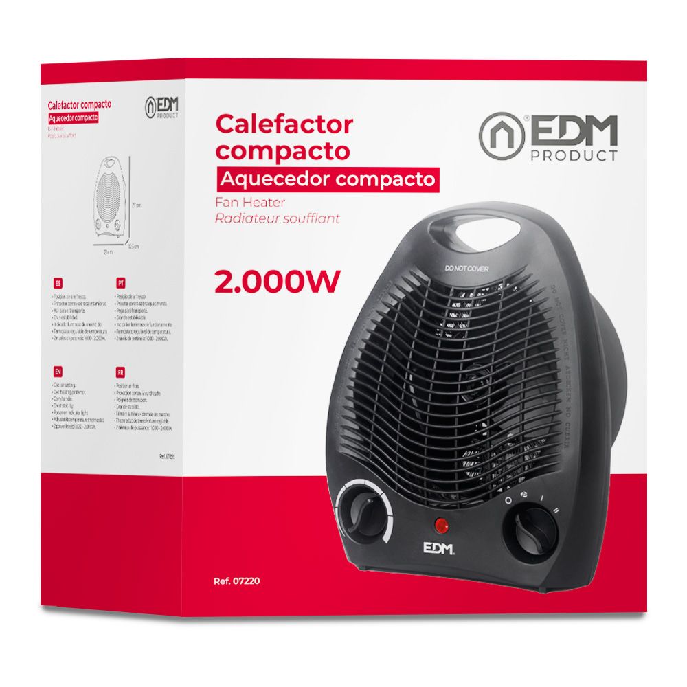 CALEFACTOR COMPACTO 1000 - 2000 W NEGRO gallery 2