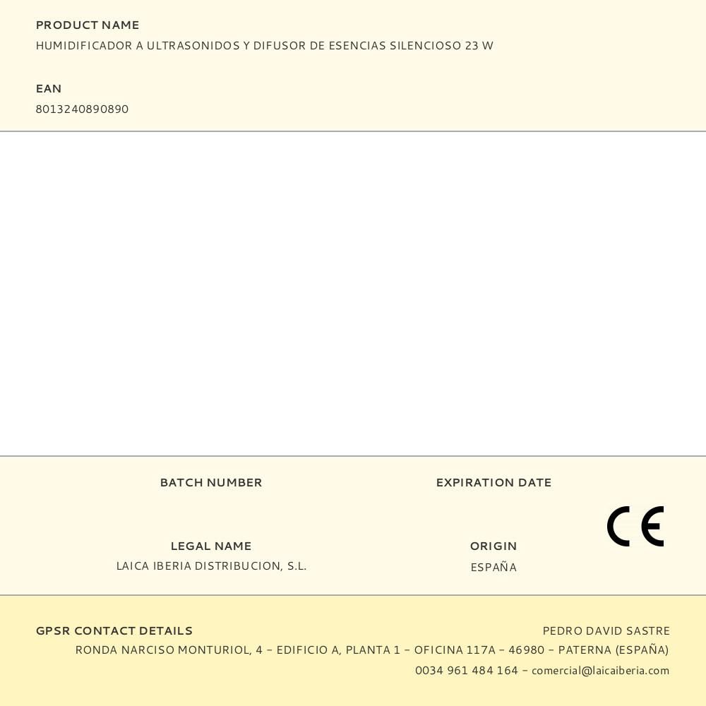 HUMIDIFICADOR A ULTRASONIDOS Y DIFUSOR DE ESENCIAS SILENCIOSO 23 W gallery 3