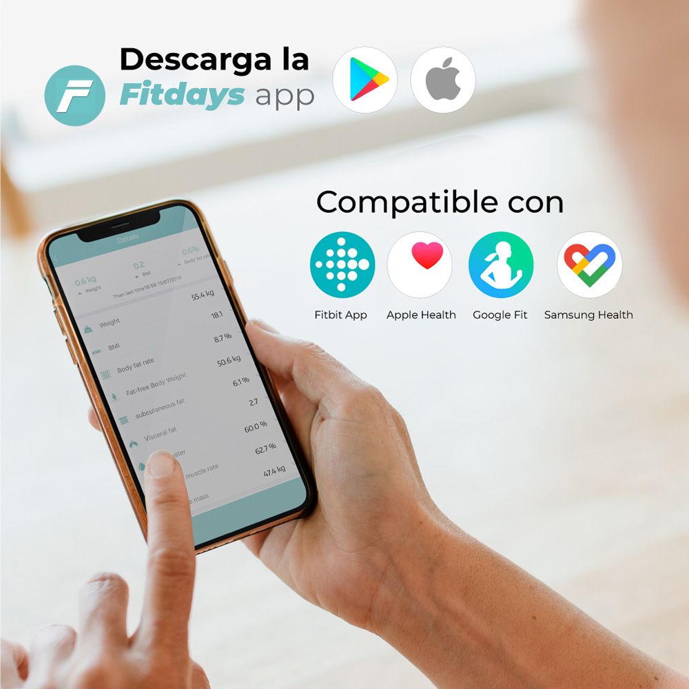 BÁSCULA DE BAÑO DIGITAL INTELIGENTE CON BLUETOOTH COLOR NEGRO, MÁXIMO 180 kg gallery 6