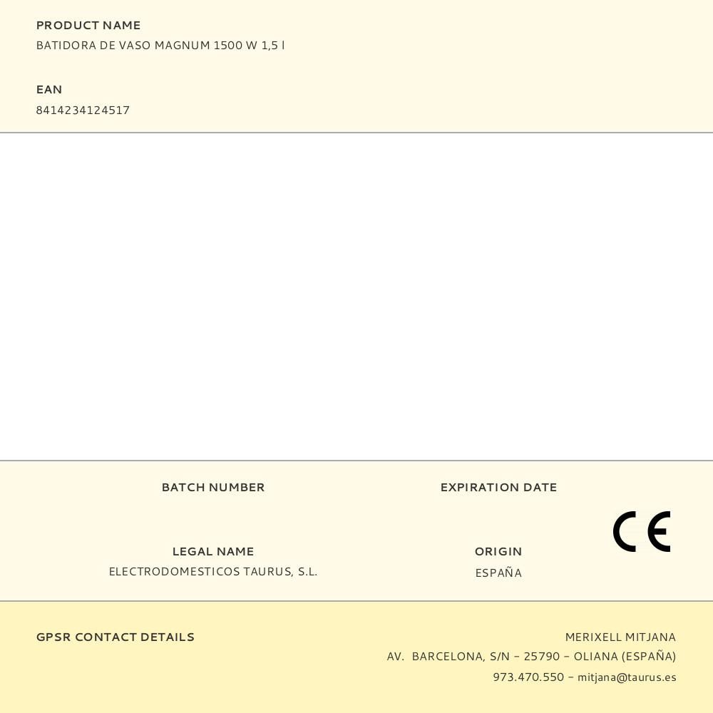 BATIDORA DE VASO MAGNUM 1500 W 1,5 l gallery 0