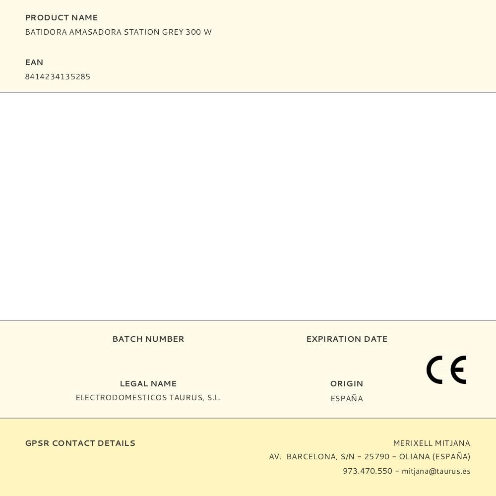 BATIDORA AMASADORA STATION GREY 300 W gallery 0