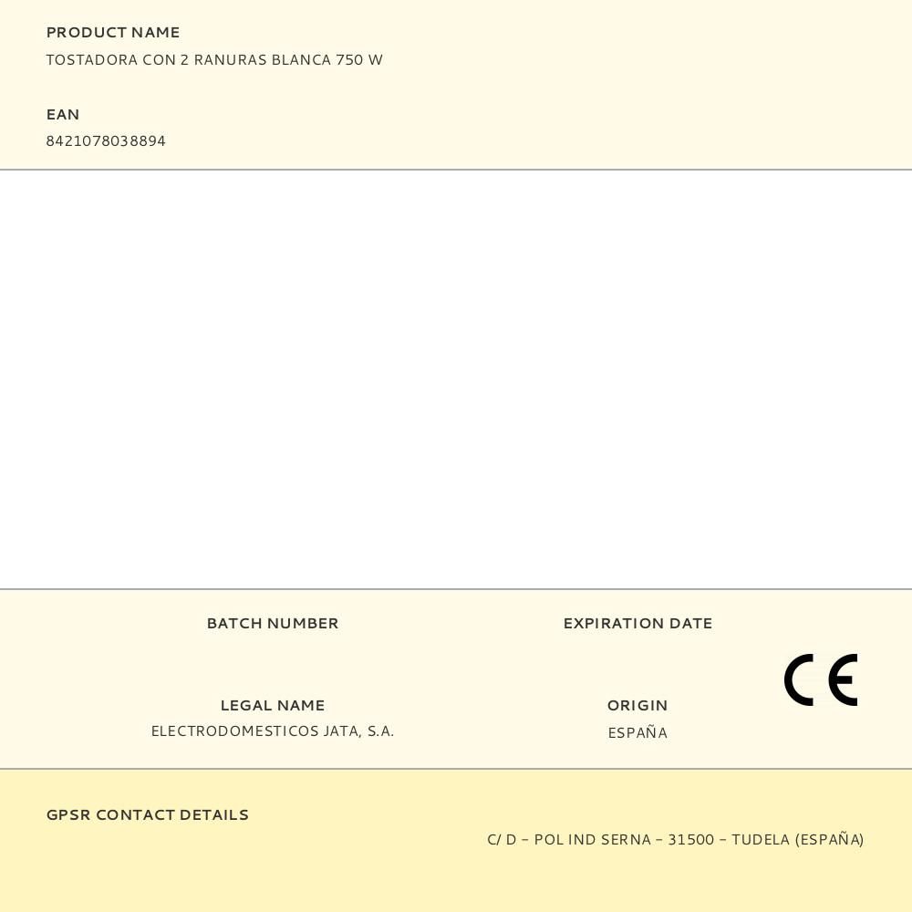 TOSTADORA CON 2 RANURAS BLANCA 750 W gallery 6