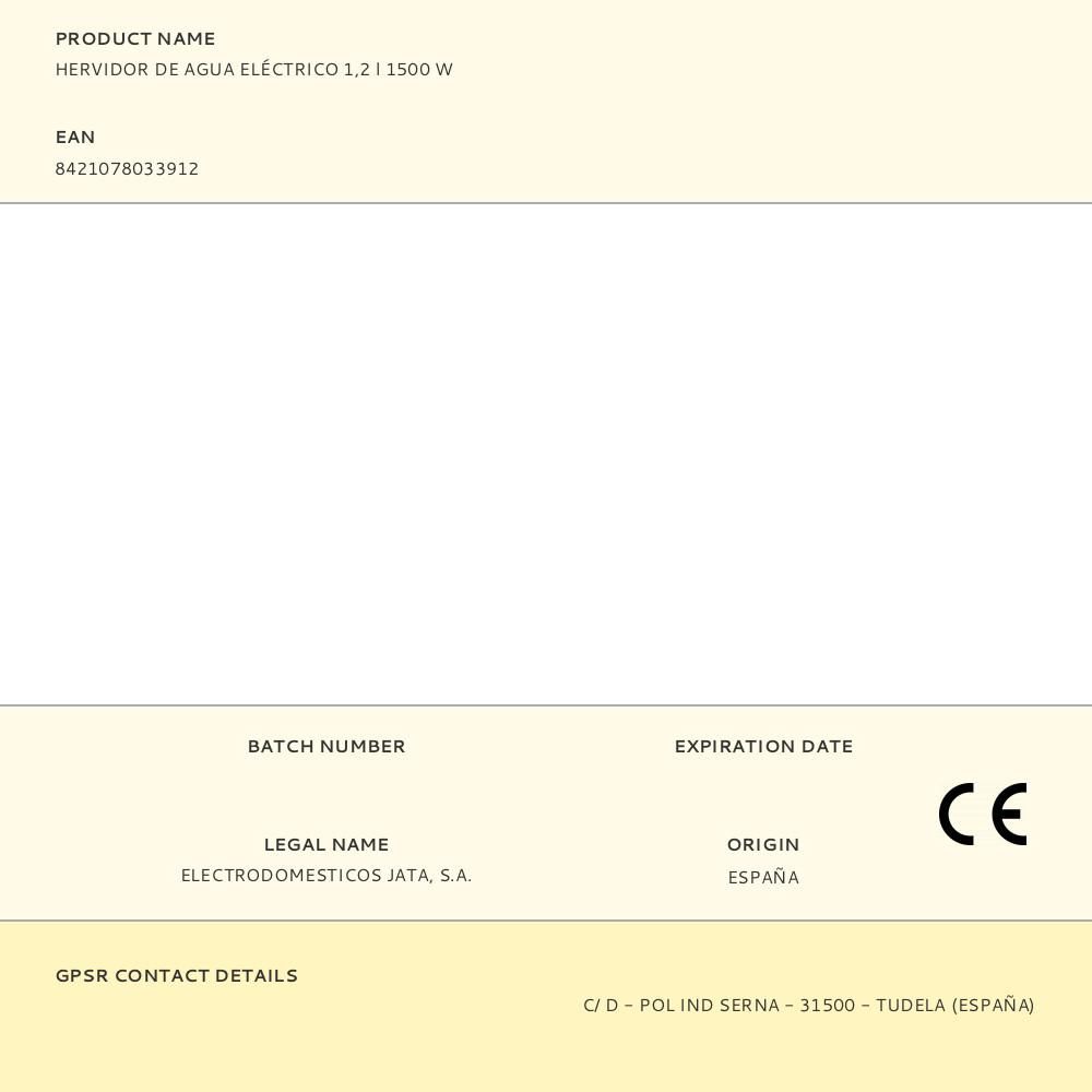 HERVIDOR DE AGUA ELÉCTRICO 1,2 l 1500 W gallery 6