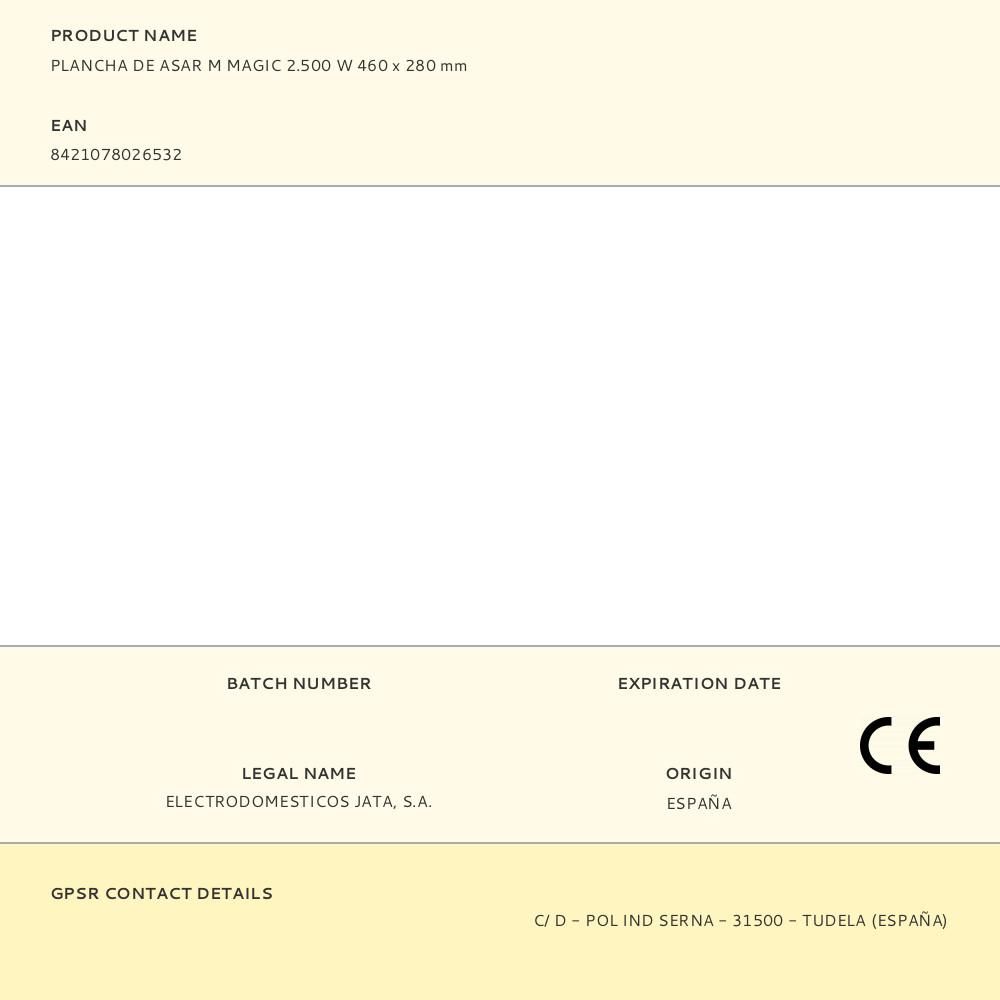 PLANCHA DE ASAR M MAGIC 2.500 W 460 x 280 mm gallery 1