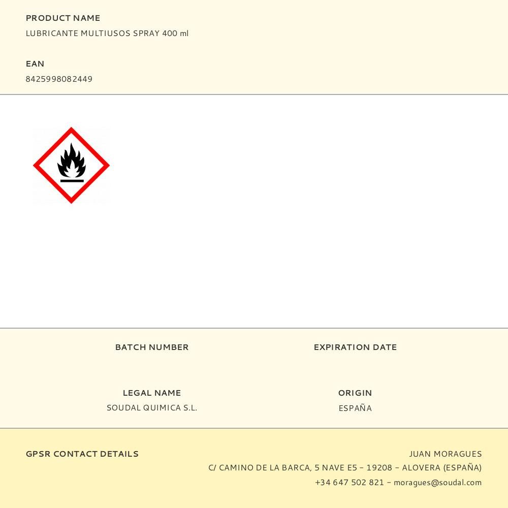 LUBRICANTE MULTIUSOS SPRAY 400 ml gallery 3