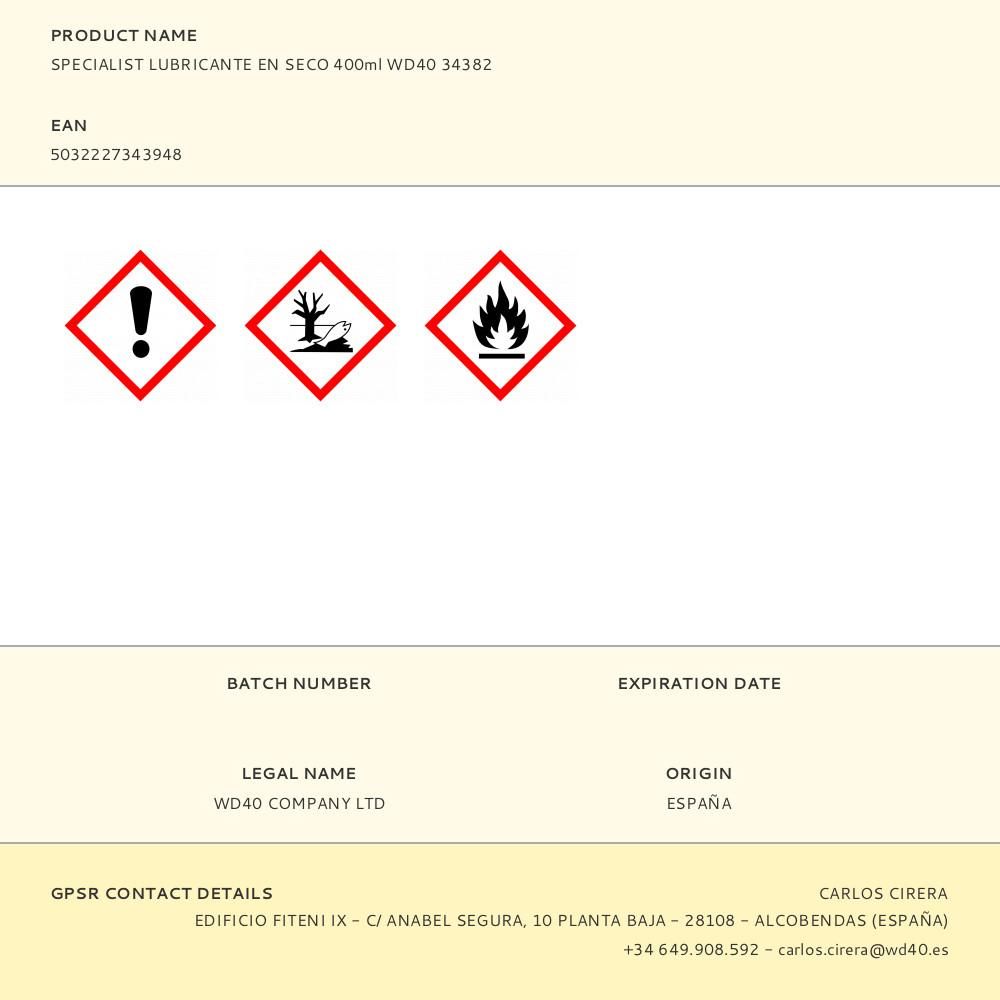 SPECIALIST LUBRICANTE EN SECO 400 ml gallery 0