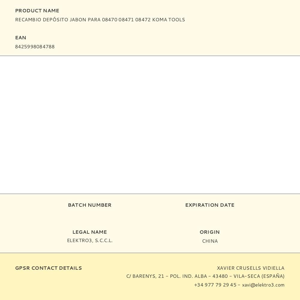 RECAMBIO DEPÓSITO JABON PARA 08470 08471 08472 KOMA TOOLS gallery 1