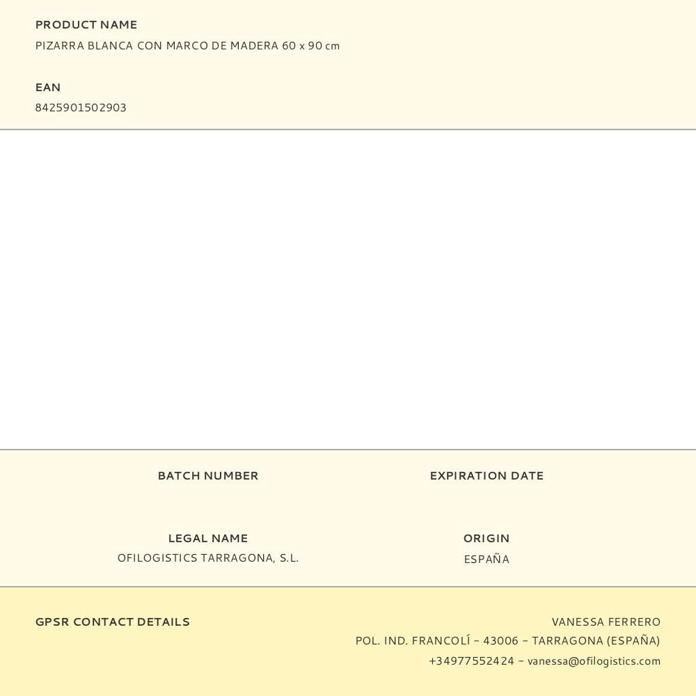 PIZARRA BLANCA CON MARCO DE MADERA 60 x 90 cm gallery 0