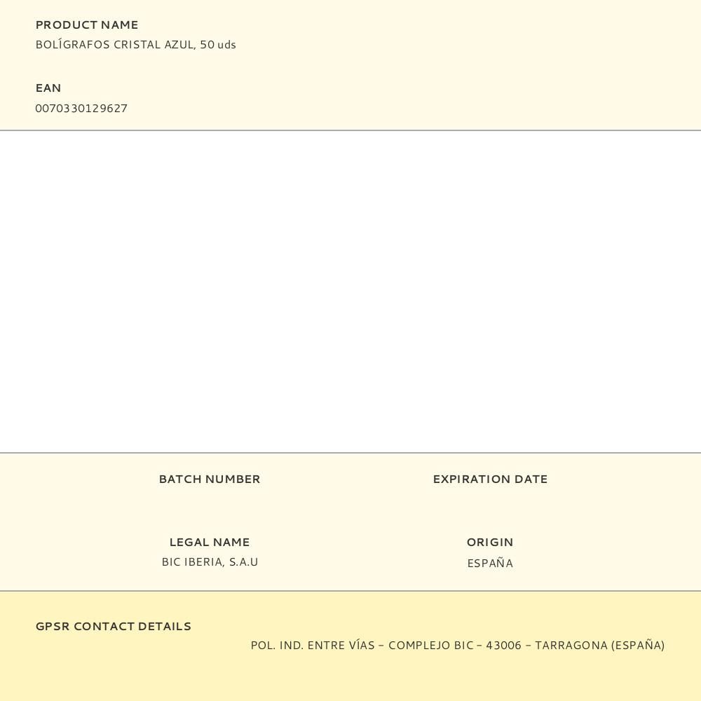 BOLÍGRAFOS CRISTAL AZUL, 50 uds gallery 1