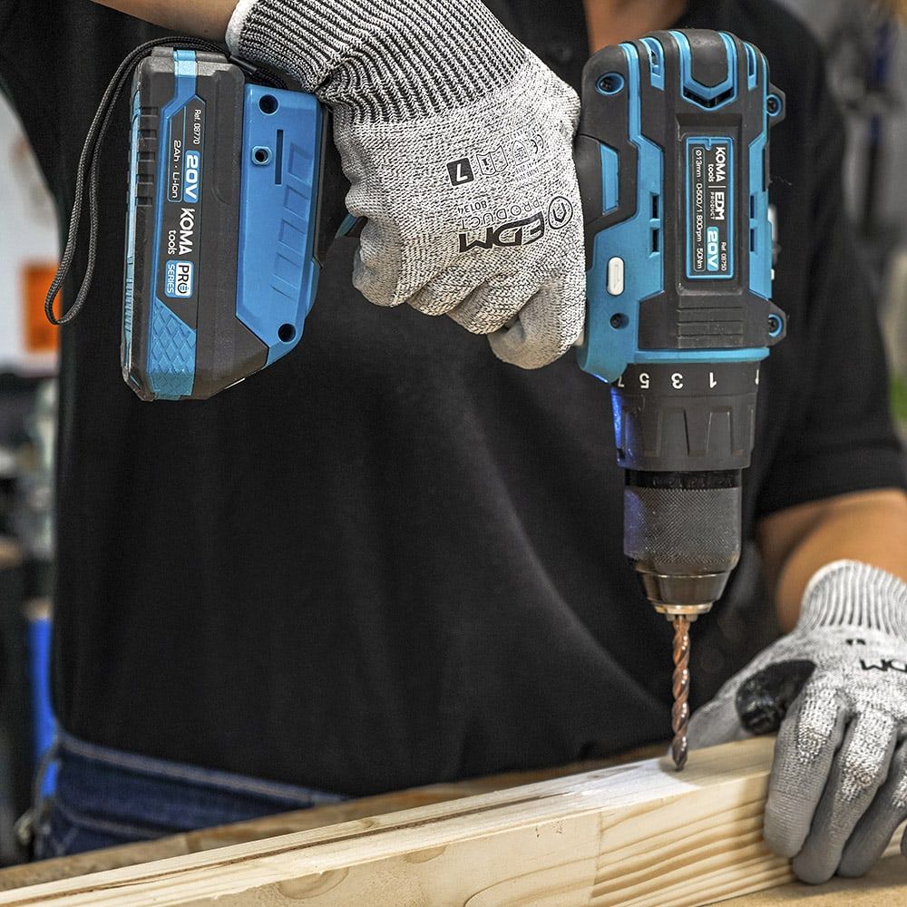 KIT TALADRO PERCUTOR ATORNILLADOR 20 V PRO SERIES CON 2 BATERIAS 2.0A Y CARGADOR gallery 7