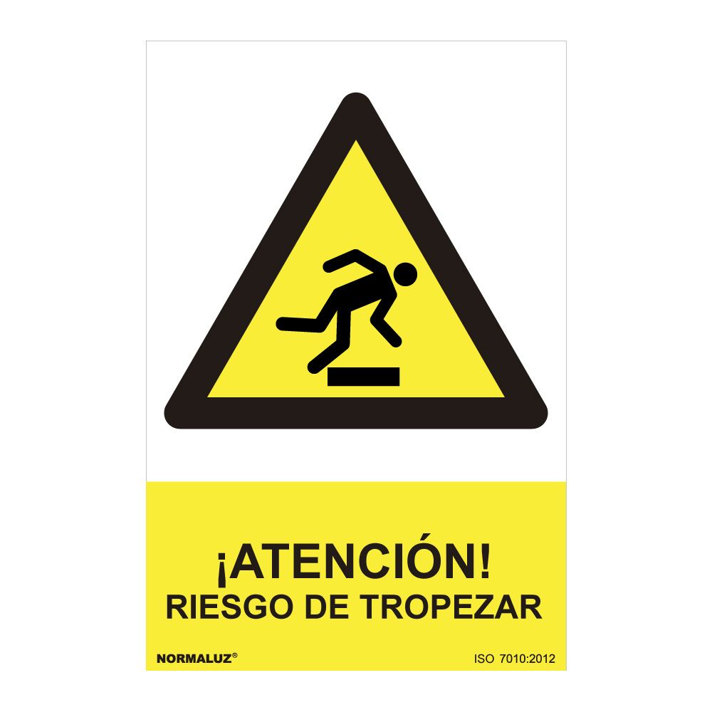 CARTEL "ATENCION RIESGO DE TROPEZAR" (PVC 0.7mm) 30x40cm NORMALUZ