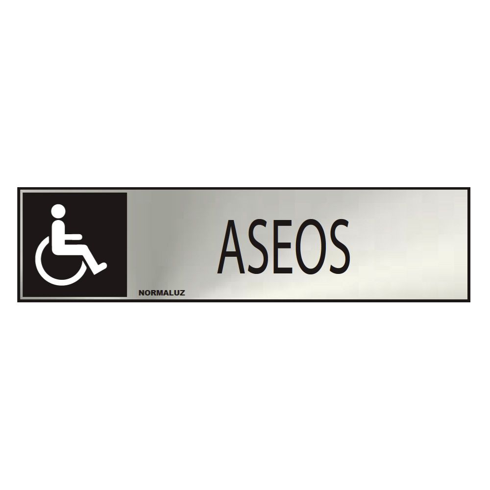 CARTEL INFORMATIVO "ASEOS" DISCAPACITADOS (INOX ADHESIVO 0.8mm) 5x20cm NORMALUZ
