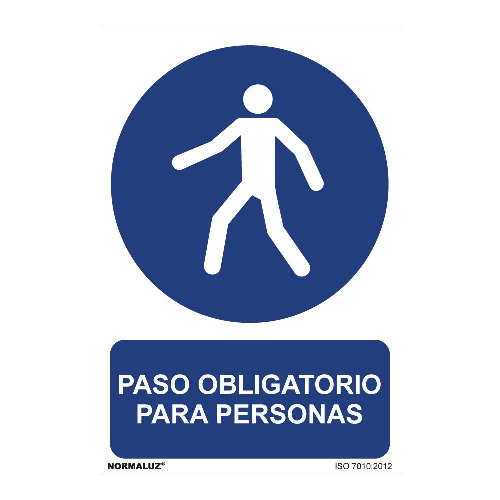 CARTEL "PASO OBLIGATORIO PARA PERSONAS" (PVC 0,7mm) 30x40cm NORMALUZ