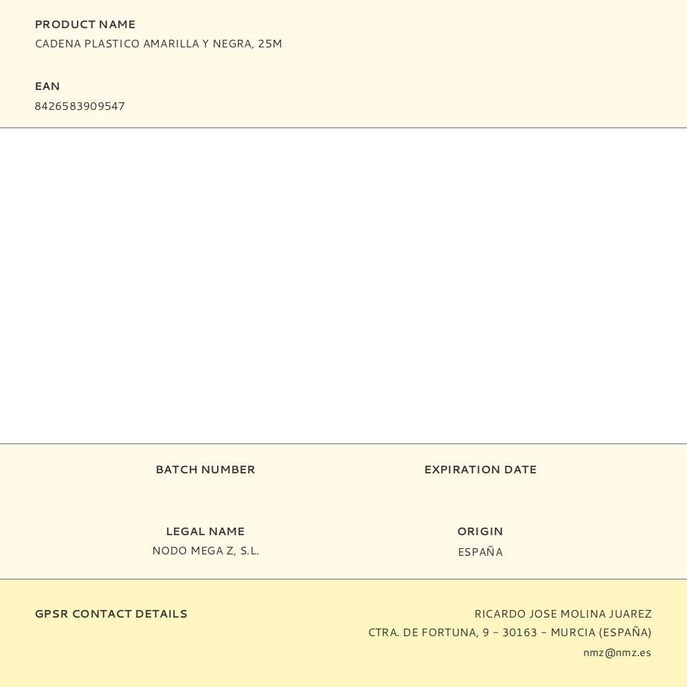 CADENA PLASTICO AMARILLA Y NEGRA, 25M gallery 4