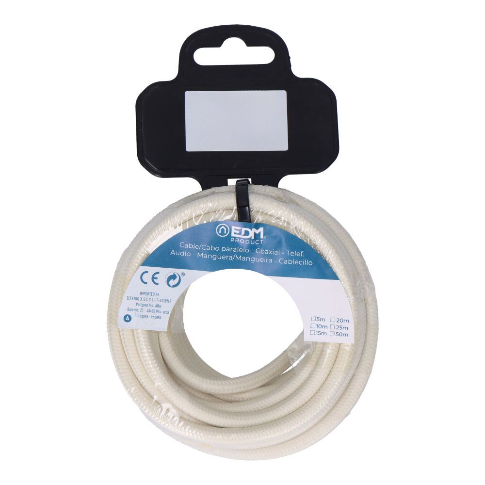 CARRETE CABLE CORDÓN TUBULAR H03VV-F 2 x 0,75 mm² ALGODÓN, 5 m gallery 0