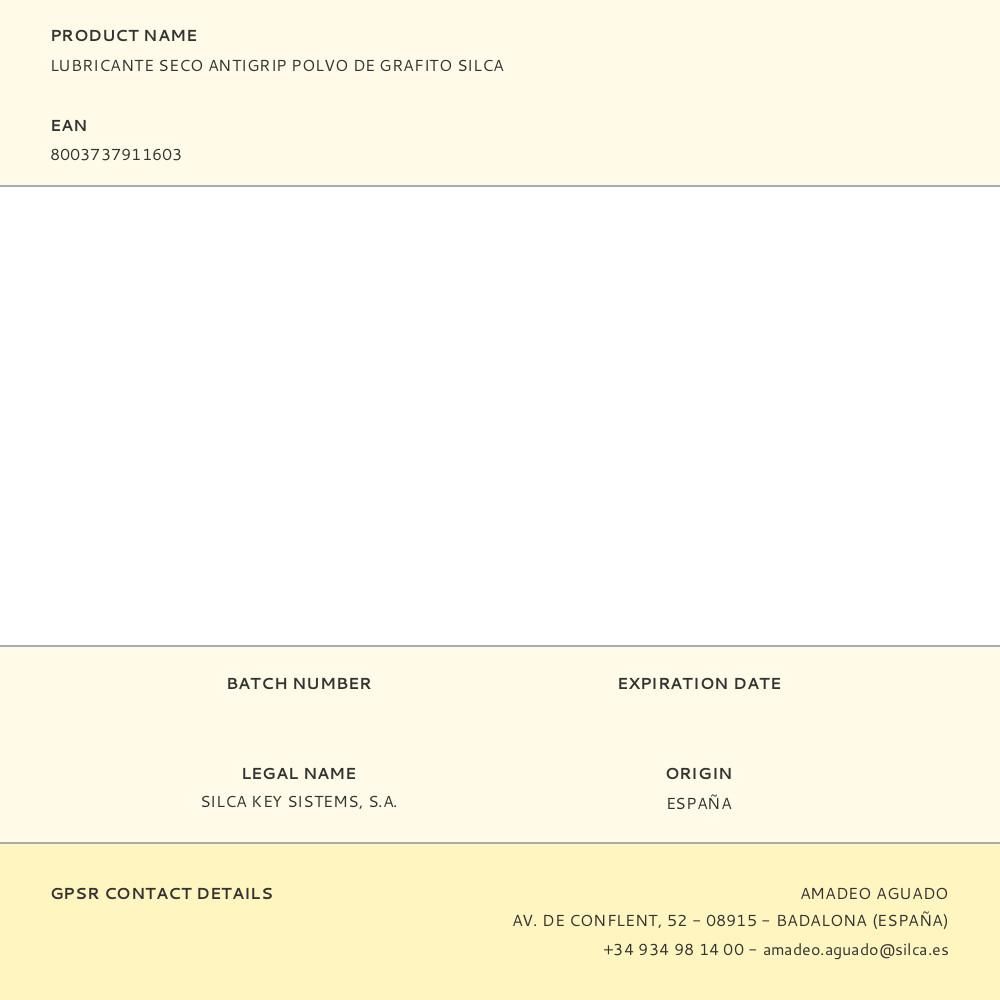 LUBRICANTE SECO ANTIGRIP POLVO DE GRAFITO SILCA gallery 0