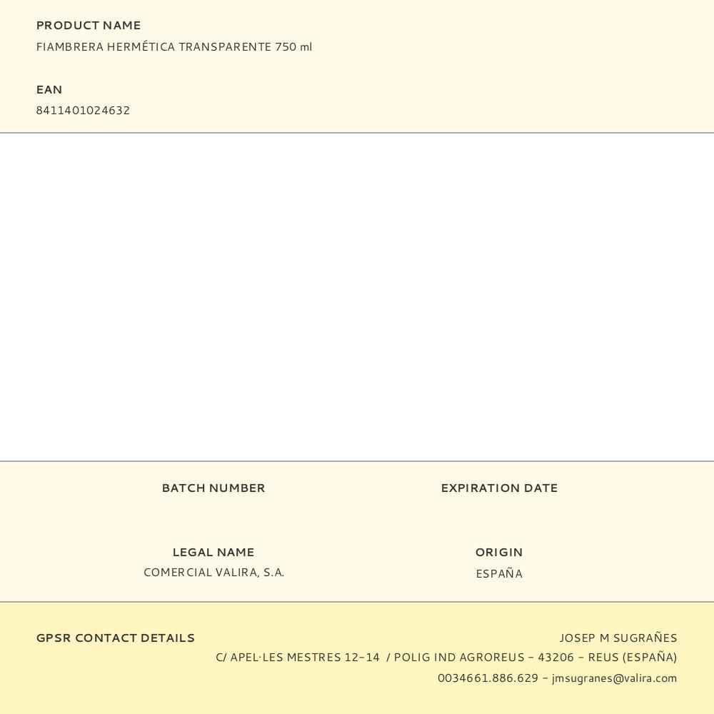 FIAMBRERA HERMÉTICA TRANSPARENTE 750 ml gallery 2