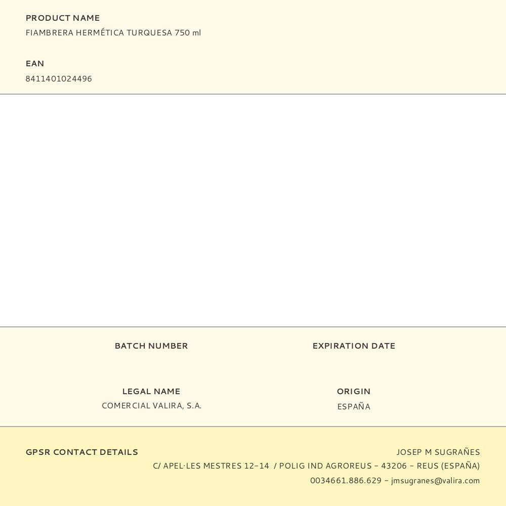 FIAMBRERA HERMÉTICA TURQUESA 750 ml gallery 2