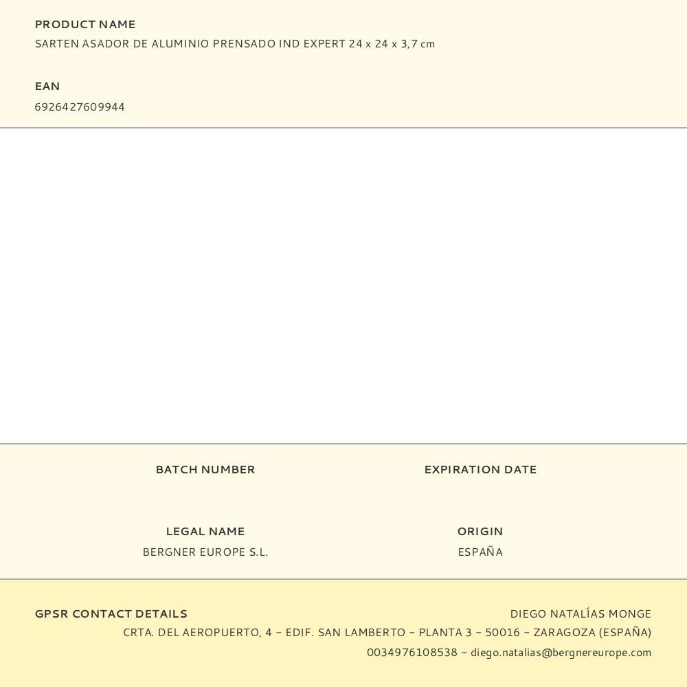 SARTEN ASADOR ALUMINIO PRENSADO IND EXPERT 24 x 24 x 3,7 cm gallery 1