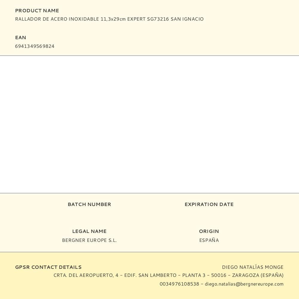 RALLADOR DE ACERO INOXIDABLE EXPERT 11,3 x 29 cm gallery 0