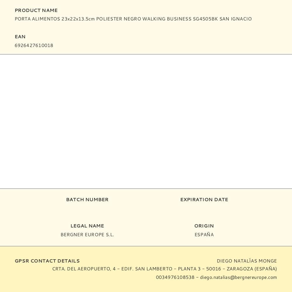 PORTA ALIMENTOS WALKING BUSINESS DE POLIESTER NEGRO 23 x 22 x 13,5 cm gallery 0