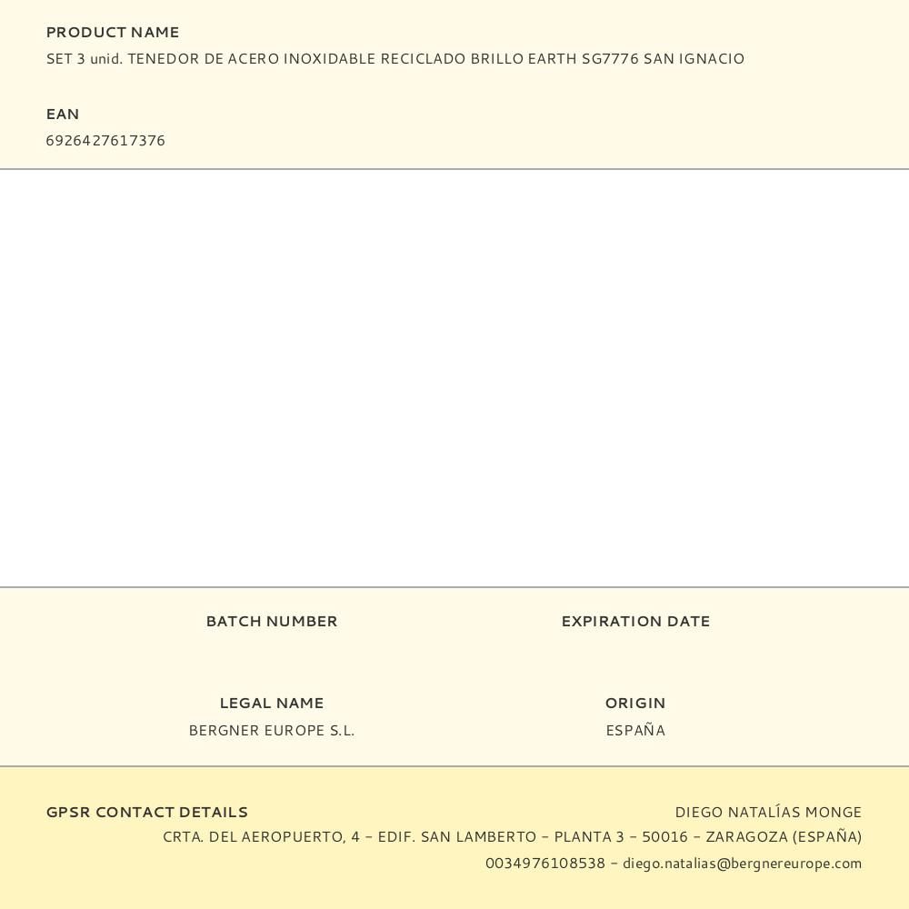 TENEDOR DE ACERO INOXIDABLE RECICLADO BRILLO EARTH, BLISTER 3 uds gallery 1