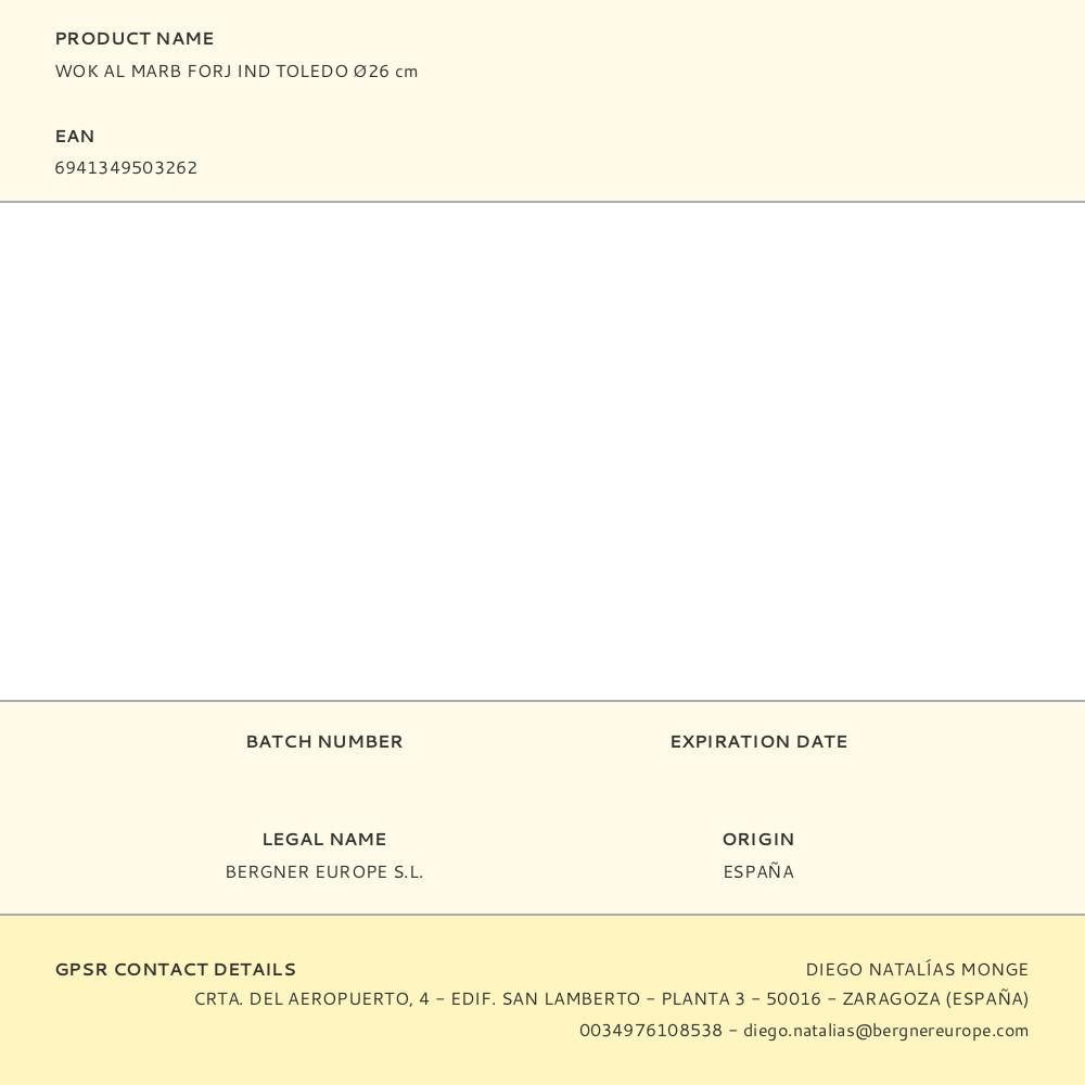 WOK ALUMINIO FORJADO INDUCCIÓN TOLEDO Ø26 cm gallery 1