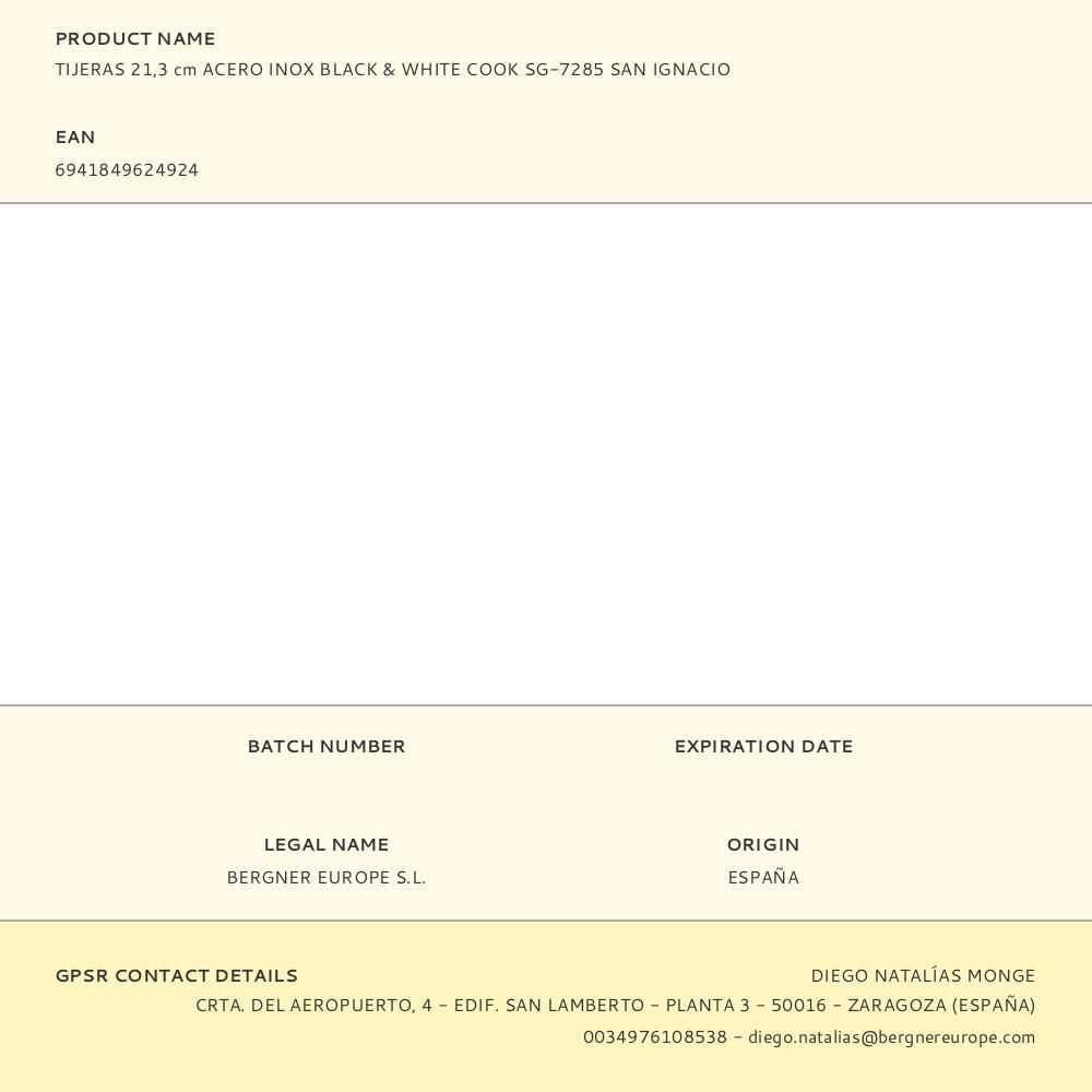 TIJERAS DE COCINA BLACK & WHITE ACERO INOXIDABLE 21,3 cm gallery 1