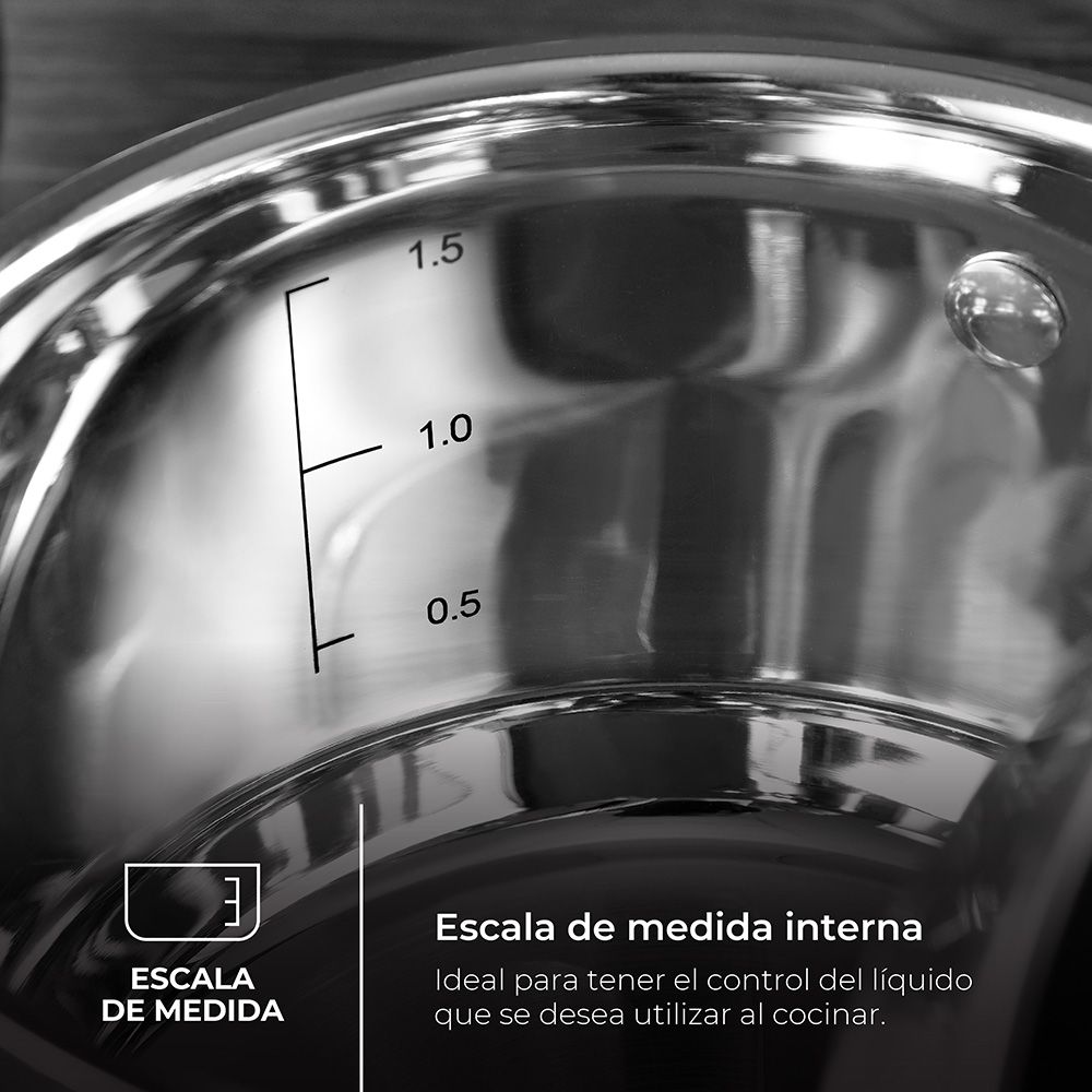 OLLA 5 L DE ACERO INOXIDABLE CON TAPA FOODIES Ø24 x 12 cm gallery 1