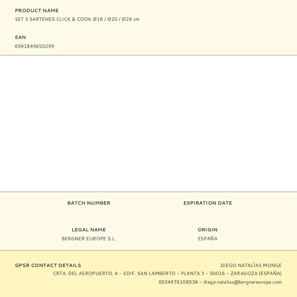 SET 3 SARTENES CLICK & COOK Ø18 / Ø20 / Ø24 cm gallery 3