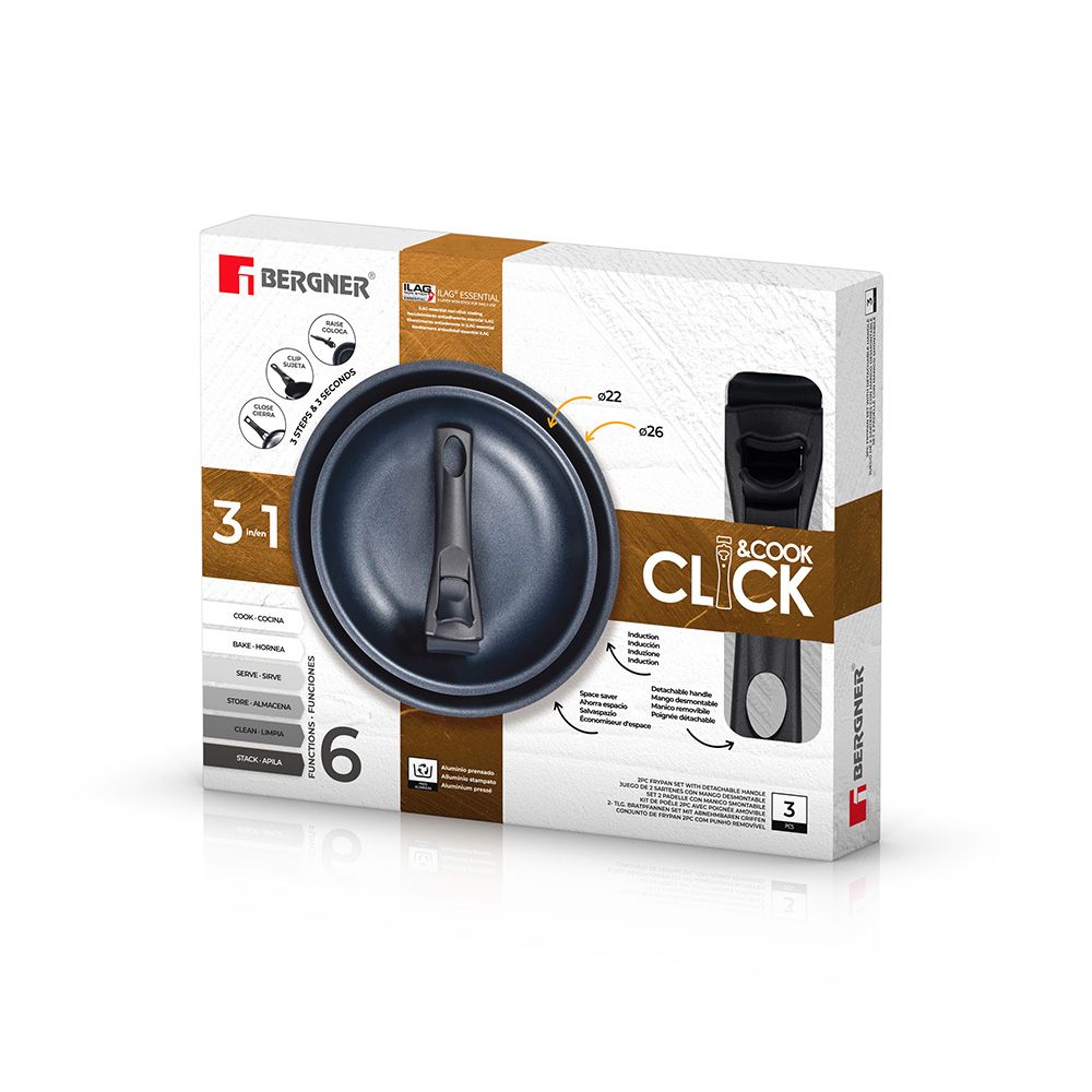 SET 2 SARTENES CLICK & COOK Ø20 / Ø26 cm gallery 3