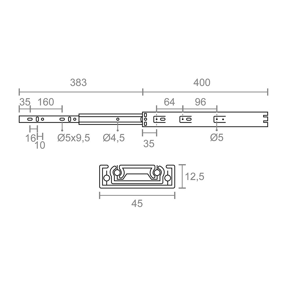 JUEGO GUIA TELESCOPICA GC5 45x400mm ZN 78040 MICEL gallery 1
