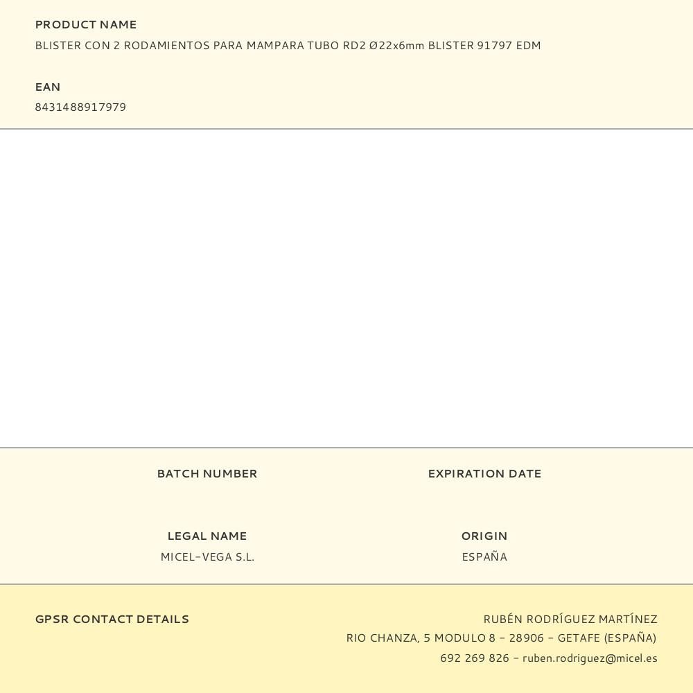 BLISTER CON 2 RODAMIENTOS PARA MAMPARA TUBO RD2 Ø22x6mm BLISTER 91797 EDM gallery 0