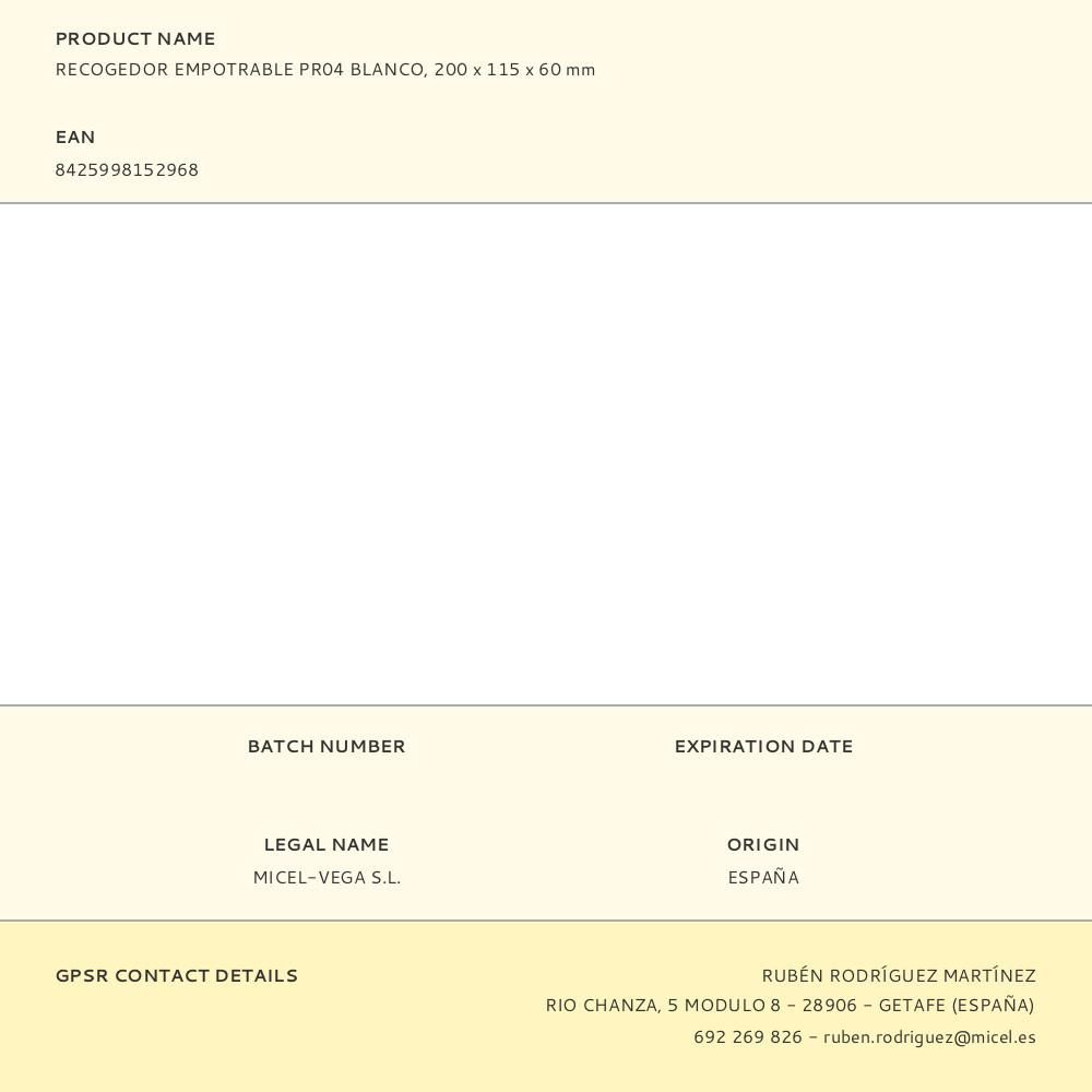 RECOGEDOR EMPOTRABLE PR04 BLANCO, 200 x 115 x 60 mm gallery 2