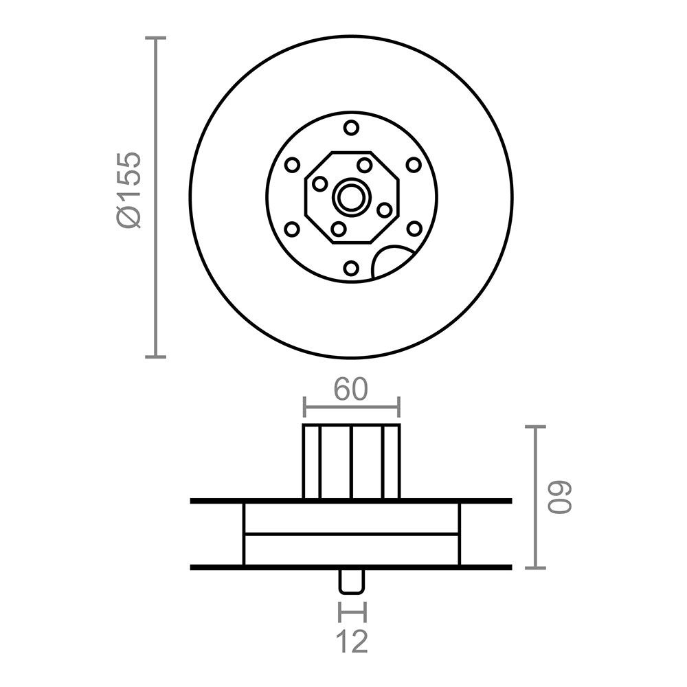 POLEA METALICA CON ESPIGA PR19 ZINCADO 150 mm gallery 0