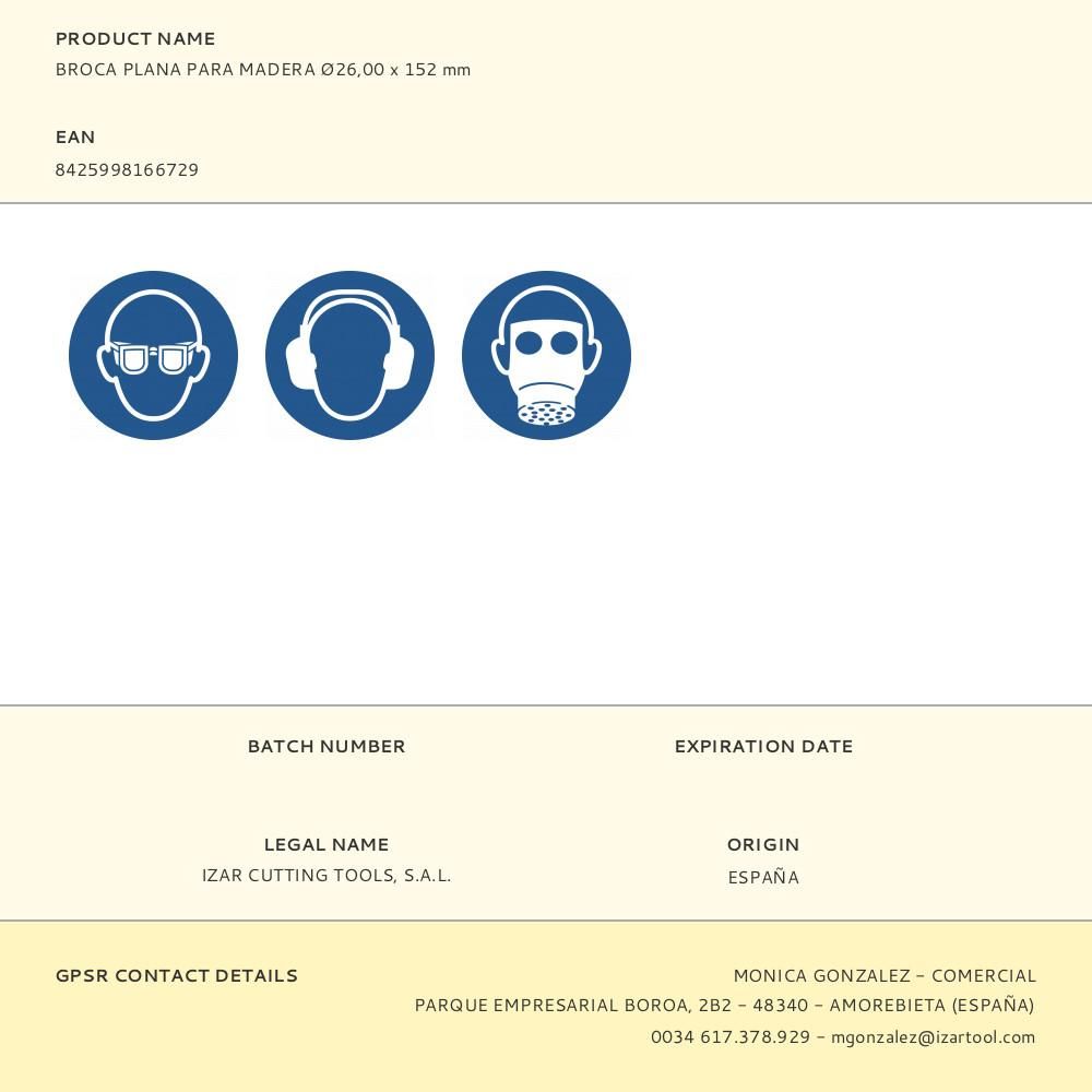 BROCA PLANA PARA MADERA Ø26,00 x 152 mm gallery 3