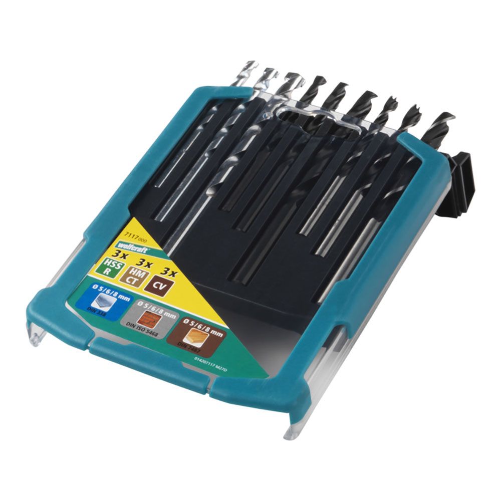 BROCAS PARA METAL, MADERA Y PIEDRA, JUEGO 9 PIEZAS