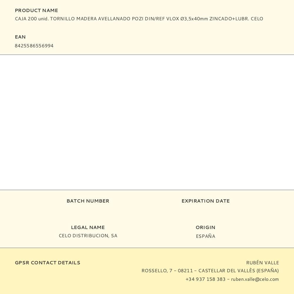 CAJA 200 unid. TORNILLO MADERA AVELLANADO POZI DIN/REF VLOX Ø3,5x40mm ZINCADO+LUBR. CELO gallery 0