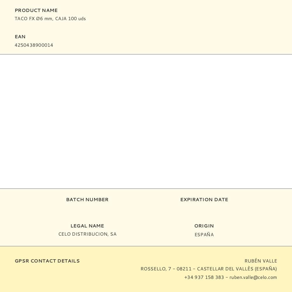 TACO FX Ø6 mm, CAJA 100 uds gallery 0