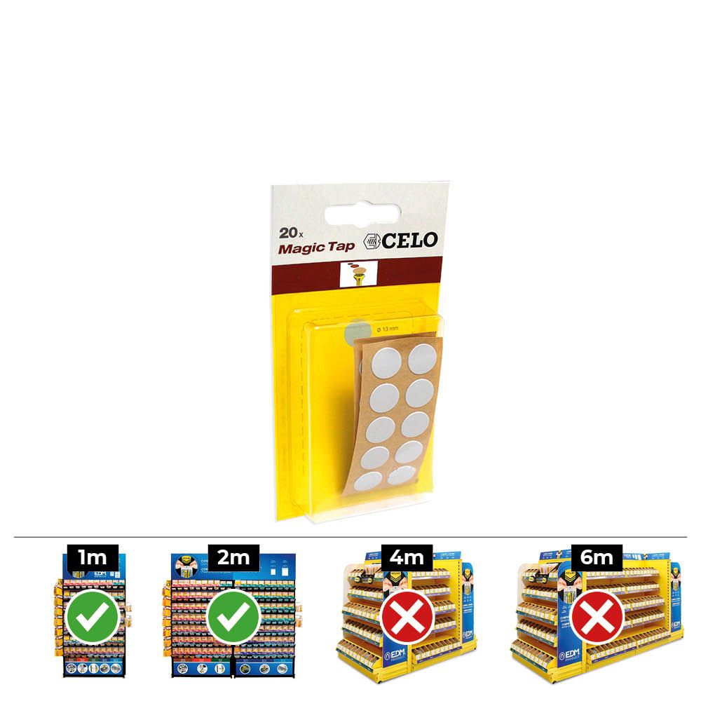 CAJA 10 BLISTERS 20 unid. TAPON ADHESIVO DIN/REF MTAP Ø13mm COLOR GRIS CELO