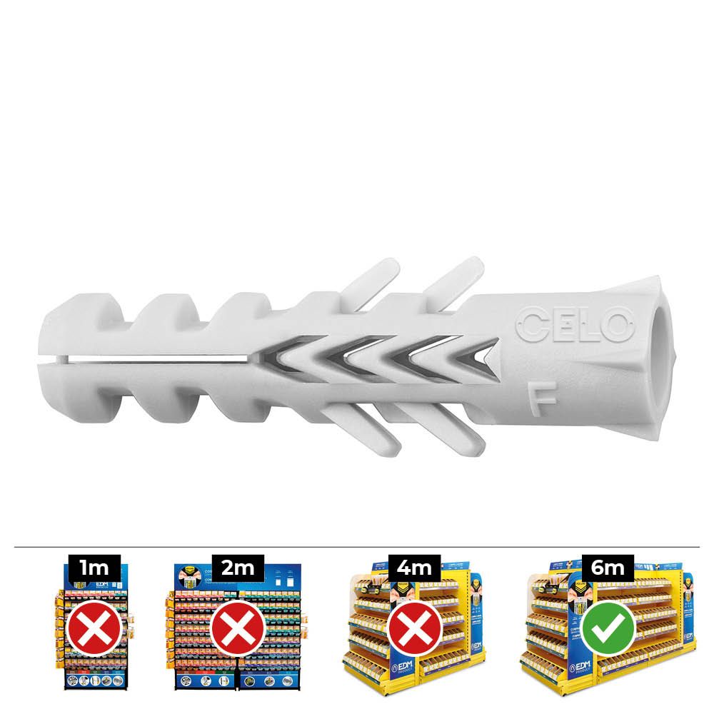 TACO NYLON DOBLE ANTIGIRO DIN/REF F Ø12 x 60 mm, CAJA 25 uds