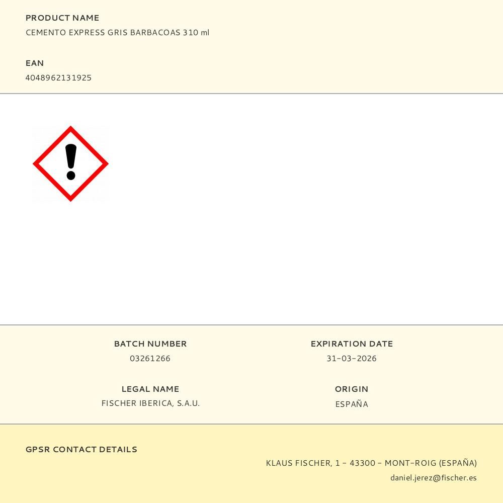 CEMENTO EXPRESS GRIS BARBACOAS 310 ml gallery 0