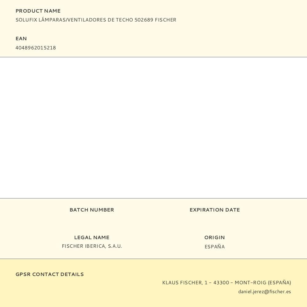 SOLUFIX LÁMPARAS/VENTILADORES DE TECHO 502689 FISCHER gallery 0