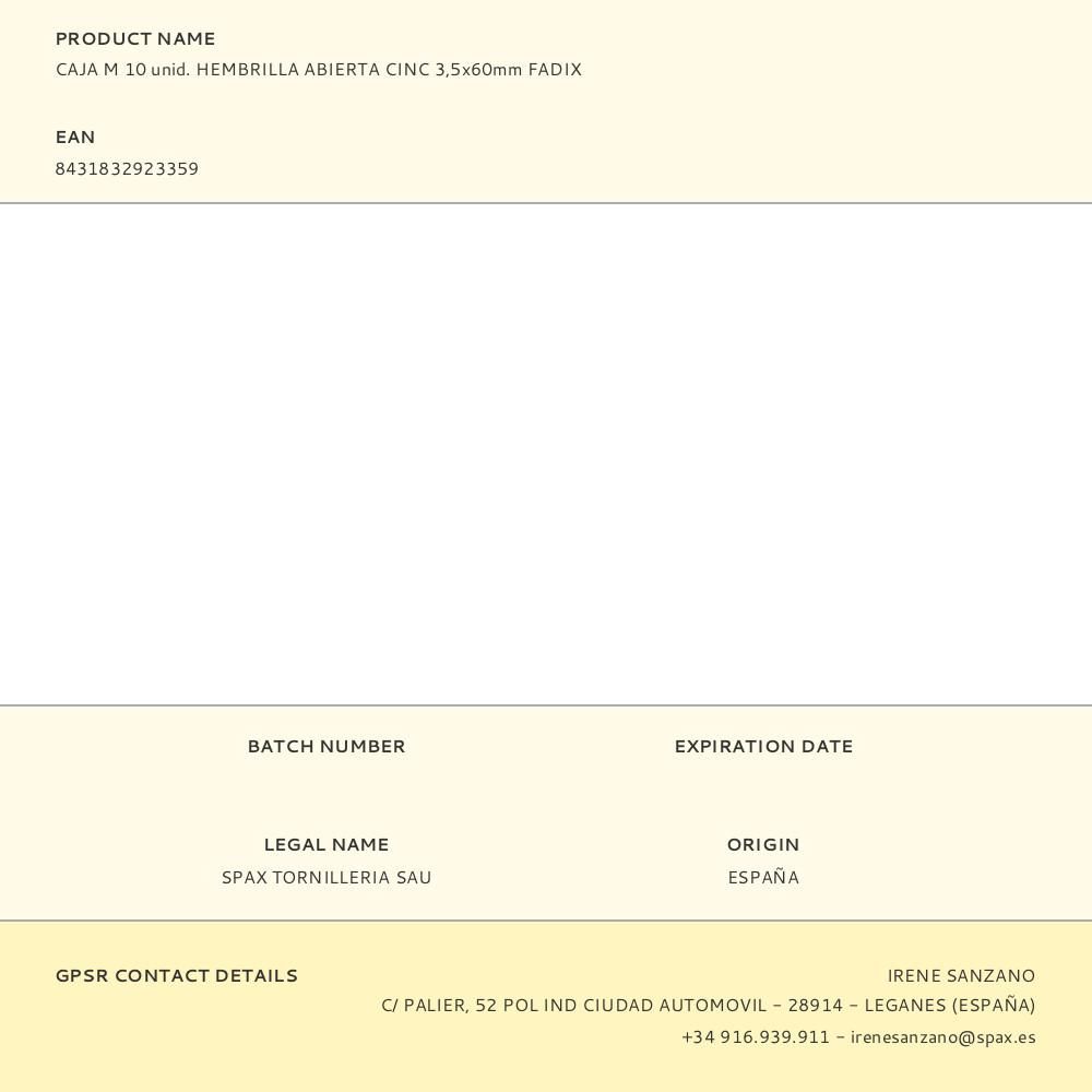 HEMBRILLA ABIERTA ZINCADO 3,5 x 60 mm, CAJA M 10 uds gallery 1