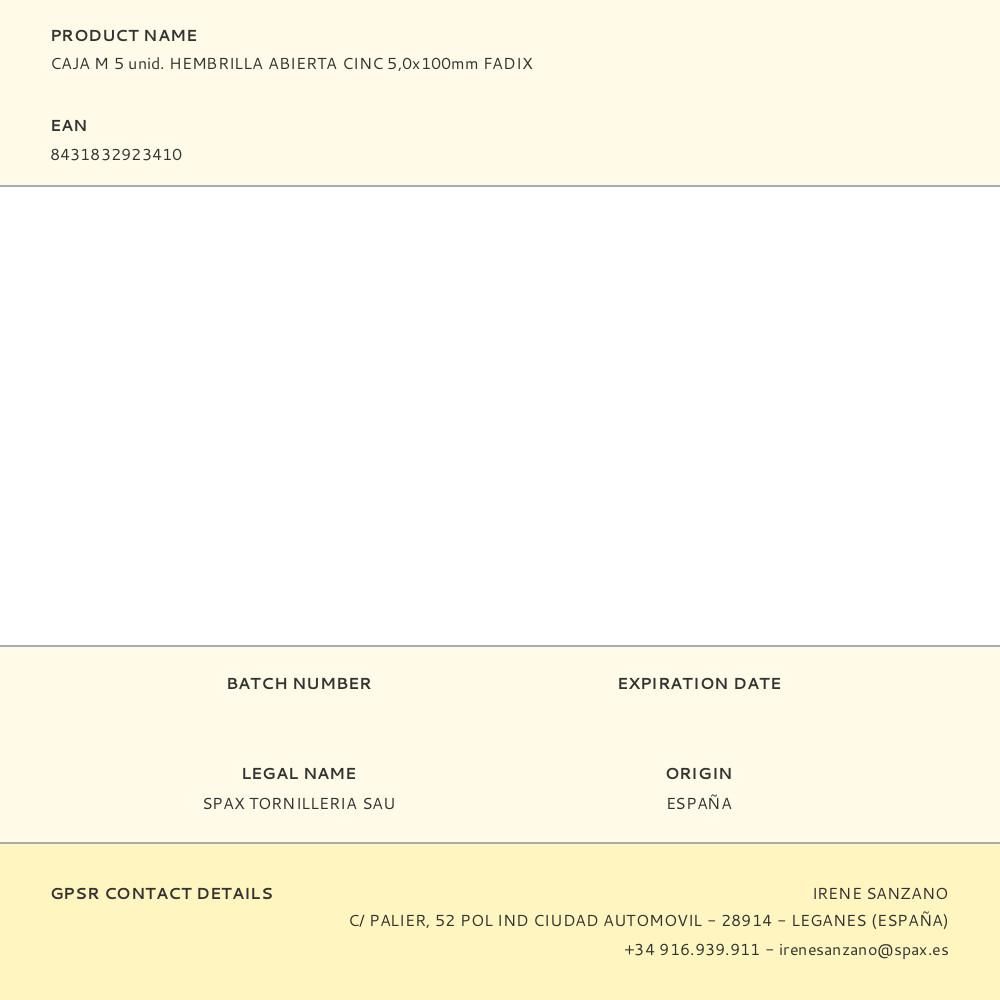 HEMBRILLA ABIERTA ZINCADO 5,0 x 100 mm, CAJA M 5 uds gallery 1