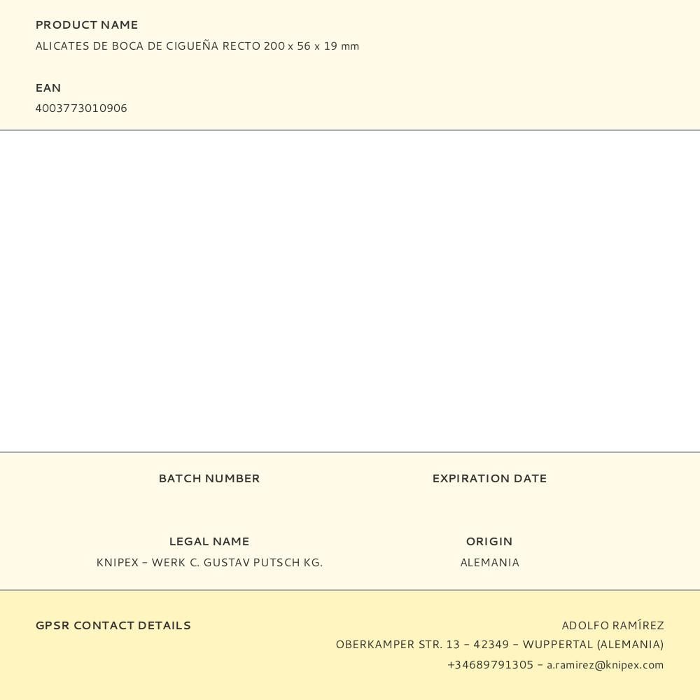 ALICATES DE BOCA DE CIGUEÑA RECTO 200 x 56 x 19 mm gallery 6